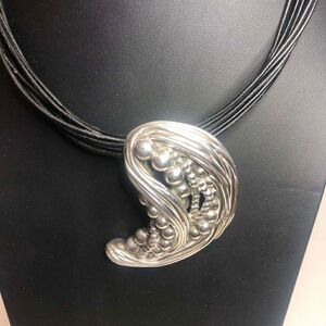 847 Vtg Mid Century Modern Brutalist 925 Sterling Silver Pendant Necklace Isreal